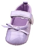 (ビグッド)Bigood 子供靴 ベビーシューズ 女の子 フォーマルシューズ 赤ちゃん靴 柔らか リボン付き マジックタイプ トレーニング ルームシューズ 13cm パープル