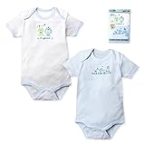 (サックス/70cm)ベビー 肌着 ボディスーツ 半袖 男の子 2枚組 綿100％ フライス 吸水 プリント入り スナップボタン付 下着 男児 ベビー 【ノーブランド品】