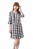 (ベア・ランド ) Bearsland春夏秋　コットン100％二重ガーゼギンガムチェック前開き半袖授乳ワンピース　授乳パジャマ　授乳服