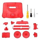 N64ゲーム機用保護シェル 半透明ハウジングケース ゲームコンソール交換ケース パーツ付き キャリー収納ケース N64レトロビデオゲーム機用 (透明レッド)