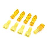 Suyepセルフストリップ電気T-タップワイヤスペードコネクタ12-10ゲージクイックスプライスワイヤターミナルと完全に絶縁されたオスのバットターミナルクリンプイエローMDFN5.5-250 (100