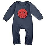 クール 赤ちゃん キュート レッド スマイル フェイス 柄 子供服 100%綿 Navy Size 24 Months