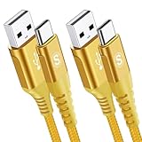 USB Type C ケーブル【1m+2m/2本セット】Sweguard USB-A & USB-C ケーブル【3.1A QC対応 急速充電】 タイプc 充電iPhone 17/16/15 Pro MAX/アイフォン15, iPad Pro,Samsung Galaxy S26/S25/S24/S23/S22/S21/S20/S10/S9,Pixel,type-c機器と互換性があり (イェロー)