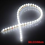 ライト，SODIAL(R)96 LED車のストリップアンダーライトネオン足元柔軟な防水リニア - 白