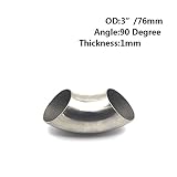 fidgetgear 1 pc 3 "インチ/76 mm 201ステンレススチール90度エルボパイプ曲げ厚さ：1 mm