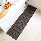 ２１サイズから選べる 洗える キッチンマット ルーチェ 日本製 (ブラック, 50cm×140cm)