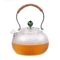 Homestia ティーポット 急須 耐熱ガラス 紅茶ポット 鎚目打 猫目石摘み 700ml Ocruyo オクルヨ