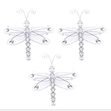 ドラゴンフライDecor 3」ホワイトMini XS Wire Hangingナイロンメッシュトンボ3 Pieceデコレーションセット装飾赤ちゃん保育園寝室女の子部屋壁結婚式誕生日シャワークラフトスク