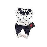 夏Ｔシャツ+パンツ 上下セット 女の子の服 Pojour 1-6歳キッズ用　子供かわいい服 綿 通気 ブルー(70cm)