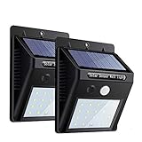 【最新の改良版】センサーライト 人感 屋外照明 ソーラーライト アウトドア 20LED 夜間自動点灯 太陽光充電 3つ知能点灯モード 玄関前 駐車場 庭など対応 ホワイト電球色 2個