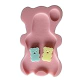 QIAONAI 可愛い　ベビー お風呂用マット　熊さん　ベビー バス用品　赤ちゃん用　お風呂マット　スポンジマット　柔らかい　ソフト　滑り止め　快適　 (ピンク)