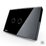 米国/ AU標準、スマートホーム、ブラックパールクリスタルガラスパネル、vl-c303r-82、3ギャング1 Way、ワイヤレスリモートタッチ画面ライトスイッチでLEDインジケータ