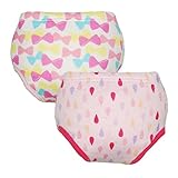 女の子　安心な防水素材を使用した４層トレーニングパンツ２柄２枚組　80㎝ (80cm)