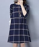 (オーセンティック) AUTHENTIC マタニティ ワンピース 長袖 チェック柄 妊婦服 産前 産後 ストレッチ お出かけ (M, ブルー)