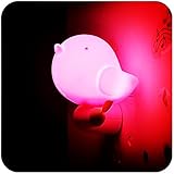 レッドジャングル鳥スマートライトセンサーコントロールLED夜ランプ、ベッドルーム省エネランププラグコントロール常夜灯ジャングル鳥電気光学LED