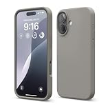 elago プレミアム 液体 シリコン ケース iPhone 16 対応 ケース 全面保護 耐衝撃 薄型 携帯ケース 傷防止 ソフトマイクロファイバー裏地 6.1インチ(ミディアムグレー)