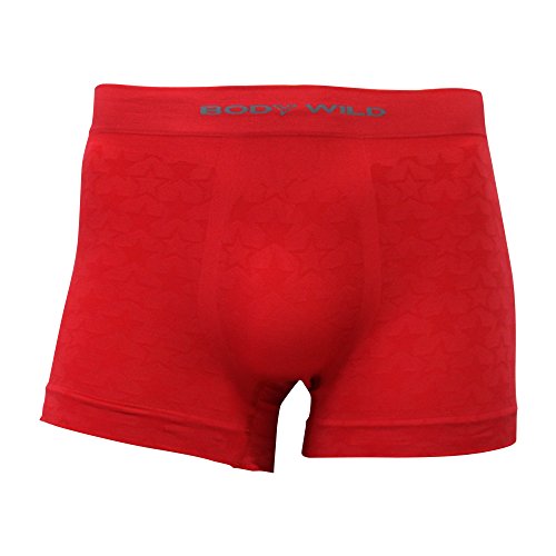 (ボディーワイルド)BODY WILD Basic styleボクサーブリーフ（前とじ）星柄 BWS875G 41 レッド L