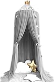 (Grey) - LiCheng Dome Mosquito Net Canopy,Kids Tent for Playing Reading with Crown & Sparkling Star 