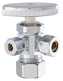 LDR 537 5510 Low Lead Dual Outlet Shut Off Valve 5/8-Inch Compression x 3/8-Inch Compression x 1/4-I