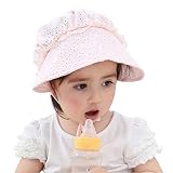 Baby Girls Sun保護Floppy Hat with Eyelet Lace Trimmed カラー: ピンク