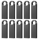 USBメモリ 8GB、Hrich USB 2.0 フラッシュドライブ 10 個、金属製の USB 2.0 ミニ USB メモリースティック、データ保存、ファイル転送用USBスティック、 様々なUSBデバイスに対応 、USB フラッシュメモリx10 （8GB ブラック）