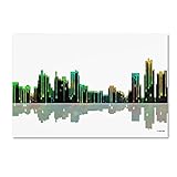 Trademark Fine Art Detroit Michigan Skyline Wall Decor by Marlene Watson, 16 by 24" [並行輸入品]
