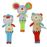 eBuyR BabyfansTM Cartoon Small Animal Hand-held Plush Rattle Toys - Random Color by Babyfans TM [並行輸