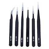 HiLetgo 6PCS 静電気 防止用 ピンセット キットセット ESDステンレス スチール ピン セット キット ESD-10 ESD-11 ESD-12 ESD-13 ESD-14 ESD-15