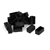 uxcell　脚ピタキャップ　椅子脚カバー　足パッド　床のプロテクター　長方形　ブラック　ゴム　20個 25mmx50mm