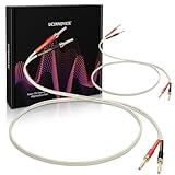 UCINNOVATE 14 AWG OFCバナナプラグ付きスピーカーケーブル、金メッキバナナプラグ付きオーディオマニアHiFi OFC 3m/9.8Ftホワイトスピーカーワイヤ、ホームオーディオシステム用正方形スピーカーケーブル、アンプクリスタルサウンド