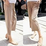 【bttm102927】3色展開 8分丈 ウエストリブ ガウチョパンツ ワイドパンツ　マタニティ パンツ (L, ネイビー)