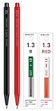 コクヨ 鉛筆シャープ 1.3mm 黒B芯・赤 各1本/シャープ替芯 黒B芯・赤 各1個