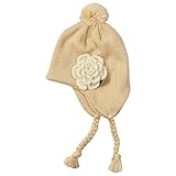 《H28年秋冬物》(日本製) Pample Mousse(パンプルムース) 花モチーフ耳付きニット帽子 44cm~50cm/IV NO.DP-63605