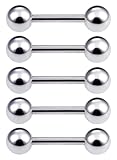 [From da Phactory] 5個セット サージカルステンレス ストレートバーベル 軟骨ピアス ファーストピアス (14G シャフト8mm キャッチ4mm)