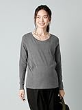 Angeliebe エンジェリーベ マタニティ 授乳口付き 綿混 やわらか フライス ラウンドネック Tシャツ 妊婦服 産前 産後 長袖 M ～ L 杢チャコール 22069 22069402