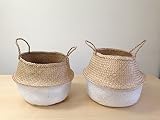 DippedホワイトSea GrassベリーバスケットPanier BouleストレージNurseryおもちゃランドリーイースター S ホワイト