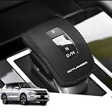 Hearsheng 三菱 新型アウトランダーＰＨＥＶ(OUTLANDER PHEV) GN0W GN系(2021年12月~)専用本革材質シフトノブカバー 内装カスタムパーツ アクセサリー爪キズ防止 取り付け簡単 車種専用設計(黒（黒ステッチ）