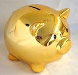 ゴールドメタリックメッキPigデザインコインバンク