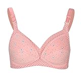 コットンマタニティ看護ブラジャー妊娠中の女性の服のためのブラジャーエクステンダーを持つフロントオープン授乳ブラジャー(40/90-ピンク)