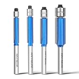 WOBLLMX 4本入 6mm軸トリマービット ダブルベアリング付き 2刃切断ルータービット電動トリマービット,CNC 彫刻機 木工 切断 ナイフ 木工用 切削工具