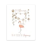 Be Aフラミンゴの群れのinに鳩、グラフィックデザイン印刷、Be A Flamingo壁引用インスピレーション壁ホームデコレーションアートステッカー中フクシアピンク 16x20 PRIflami00
