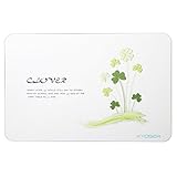 【KYOSER】珪藻土バスマット お風呂マット 足ふきマット オリジナルデザイン 消臭 速乾 防カビ 防ダニ 横60cm × 縦39cm 専用滑り止めシート付き (幸せクローバー)