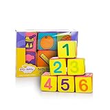 Fashionwu 6個ベビー布Building Blocks with Rattle Infantsパズルカラフルな布おもちゃ7 cm