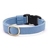 ぽぽねこ 猫首輪 コットンプレーン セイフティーバックル・鈴付き・ハゲにくい・日本製 (秋空, LL)