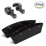 車ポケットストレージorganizer-seat Side Gap Filler &車SUVシートバックヘッドレストハンガーフック – セットof 4 (ブラック)