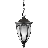 Forte Lighting 17052-01-04 Transitional 1 Light CFL Exterior Hanging Lantern, Black Finish with Whit