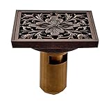 Archaistic真鍮正方形床ドレインArt CarvedキッチンシンクDrainer Flower