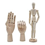 ZERONOWA デッサン ドール 木製 ハンドモデル ウッド 人形 手 関節 可動 (人形/両手)