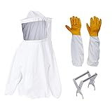 【ノーブランド品】防護服 防護グローブ ハイブフレームホルダー 害虫駆除 養蜂用 3点セット