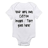Custom Personalized Baby One-Piece Bodysuit Create Your Own Text or Image, White (3-6 Months (Small)